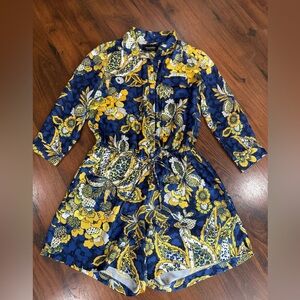 NWOT Banana Republic Limited Heritage Blue Gold Print 100% Silk Romper Sz 0